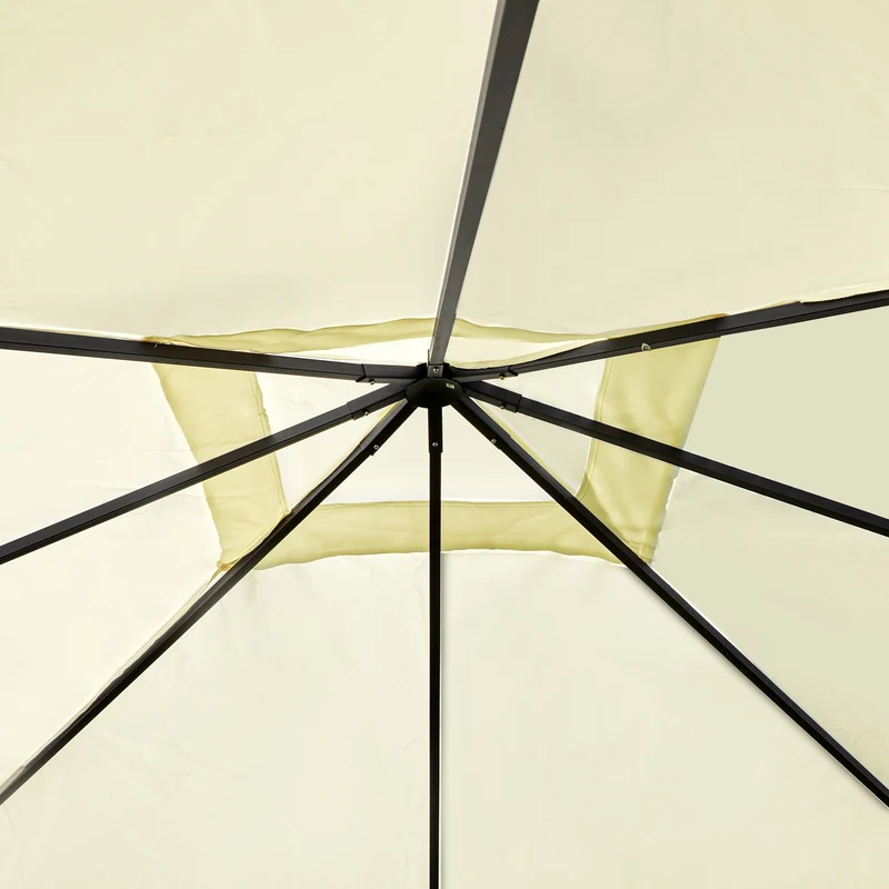 Outsunny Carpa 2,97x2,97x2,6m Cenador Con Acero Y Paravientos Laterales Crema