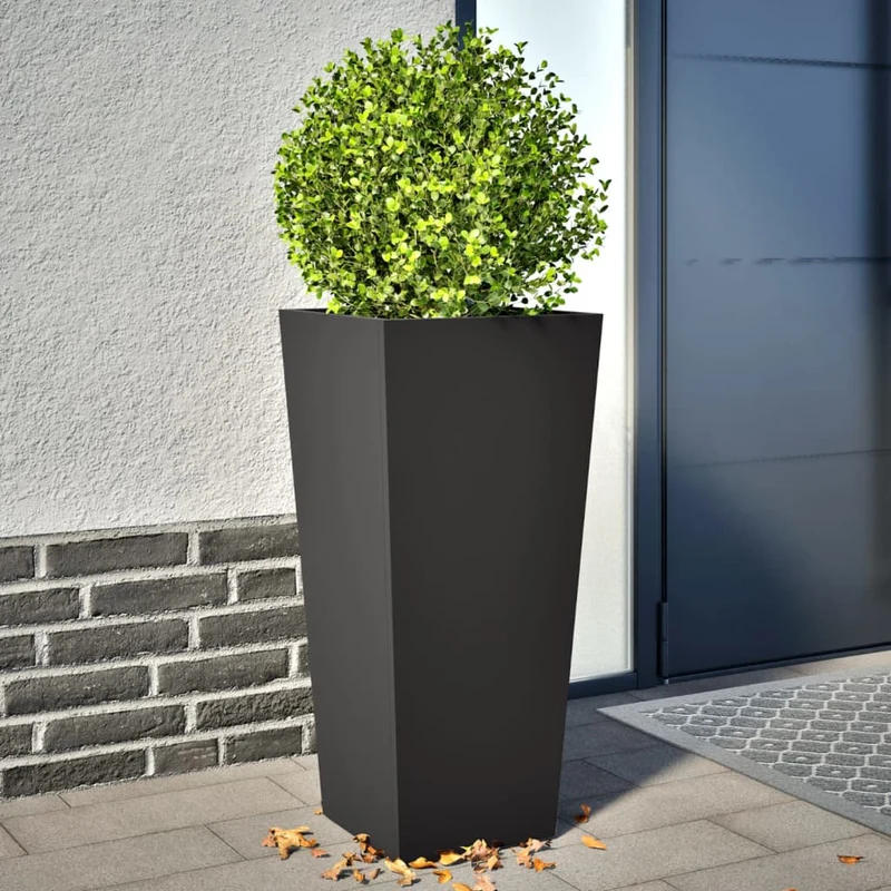 Jardineras 2 Uds De Acero Negro 35x35x75 Cm
