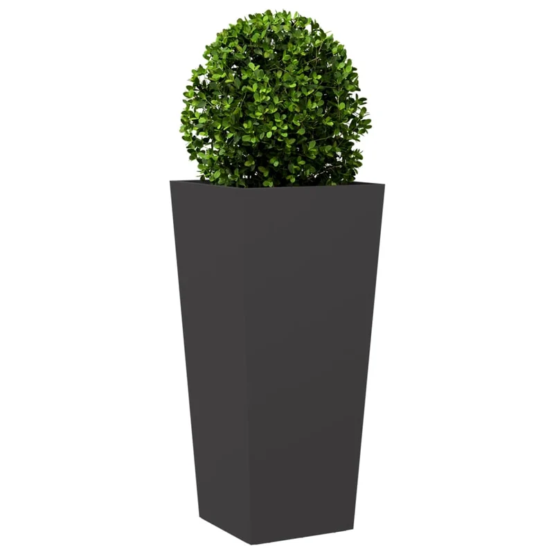 Jardineras 2 Uds De Acero Negro 35x35x75 Cm