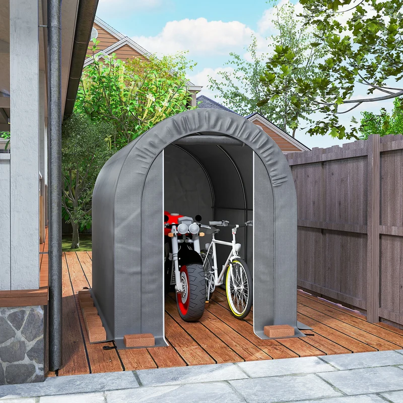 Outsunny Carpa De Jardín Para Herramientas Bicicletas Motos 2,4x1,6x1,9 M Gris