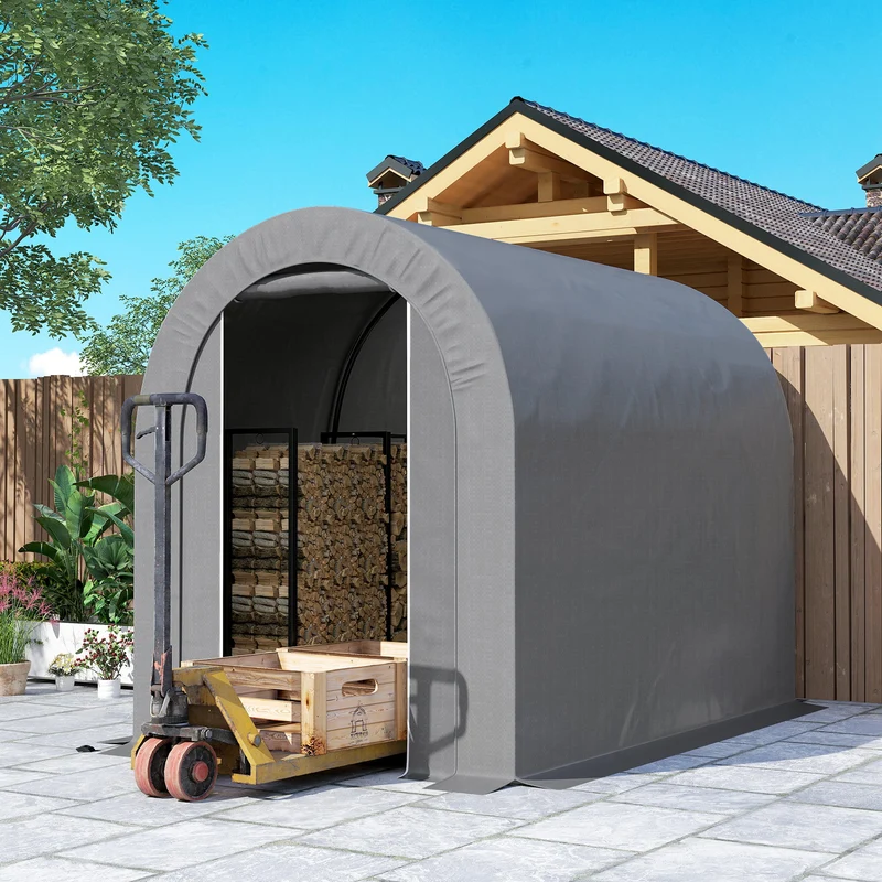 Outsunny Carpa De Jardín Para Herramientas Bicicletas Motos 2,4x1,6x1,9 M Gris