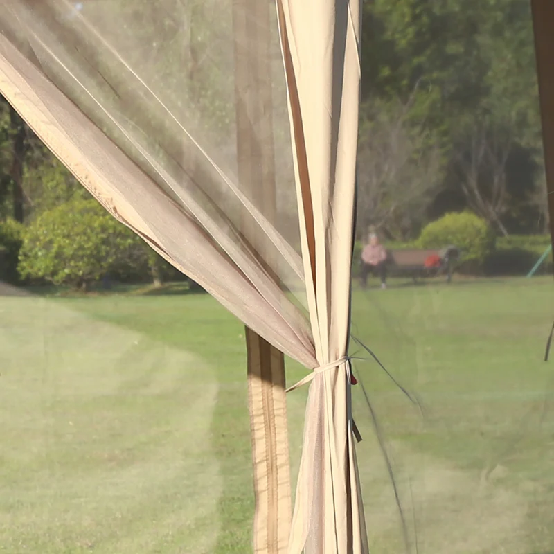 Outsunny Carpa Plegable Hexagonal 4,05x3,4x2,85 M Con Doble Techo Beige