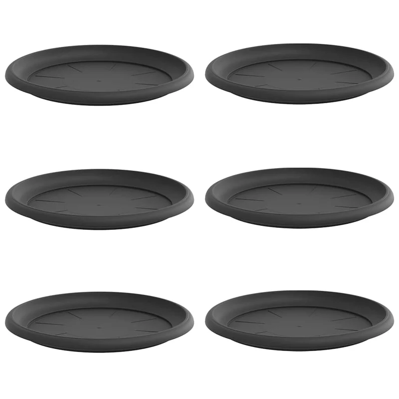 Bandeja Redonda Para Flores 6 Uds. Negro Ø 27 X 2,5 Cm Plástico