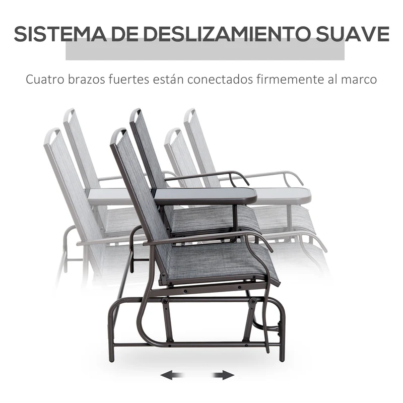 Outsunny Mecedora de 2 Plazas Banco Balancín Tipo Silla Basculante de Jardín o Patio de Metal y Tela Texteline para Exterior 147x78x101,5 cm