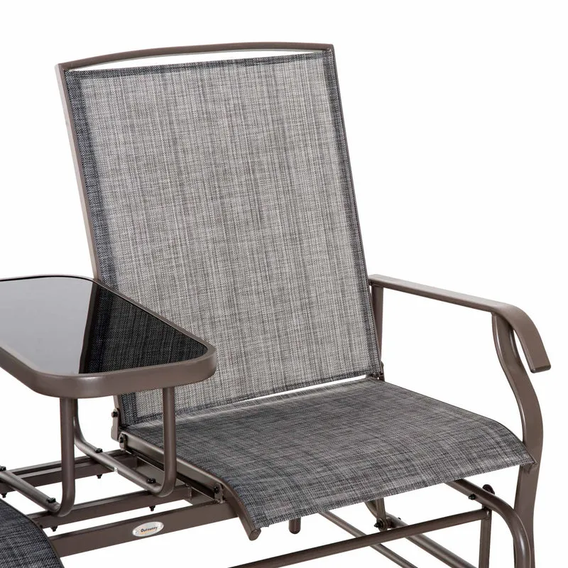 Outsunny Mecedora de 2 Plazas Banco Balancín Tipo Silla Basculante de Jardín o Patio de Metal y Tela Texteline para Exterior 147x78x101,5 cm
