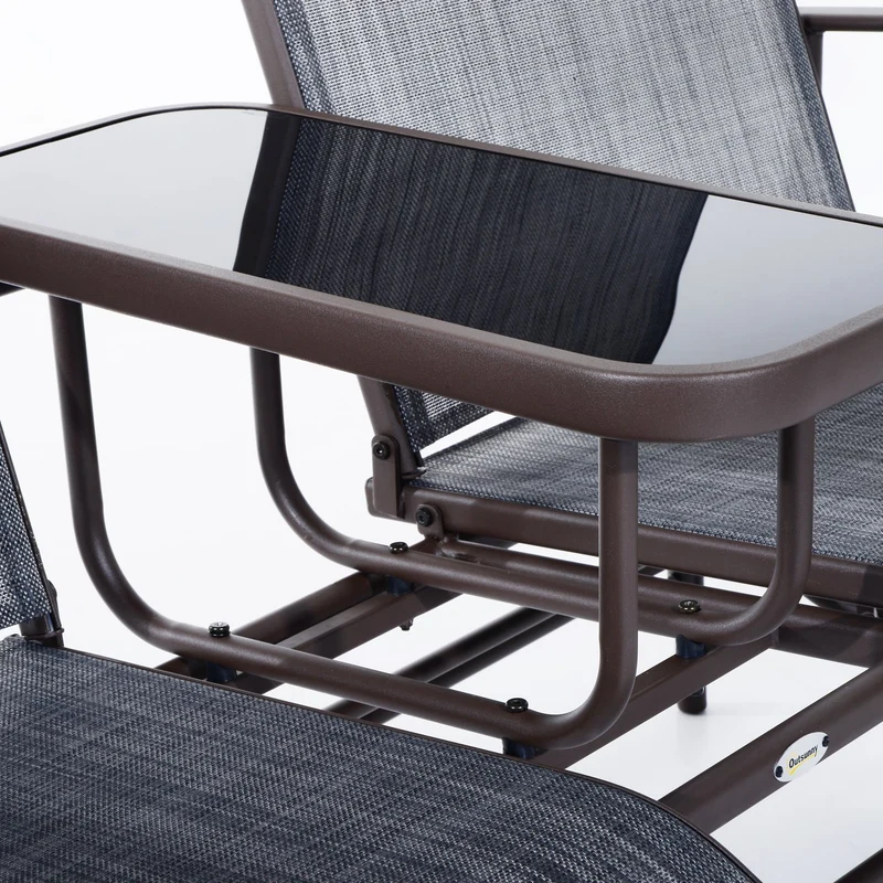 Outsunny Mecedora de 2 Plazas Banco Balancín Tipo Silla Basculante de Jardín o Patio de Metal y Tela Texteline para Exterior 147x78x101,5 cm