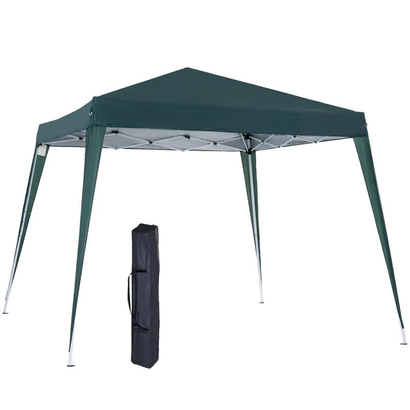 Outsunny Carpa Plegable 3x3 m, Pop-up, Cenador Pabellón de Jardín, Altura Ajustable con Bolsa de Transporte, Anti-UV, Impermeable, Gazebo para Camping, Fiestas, Exterior, Verde