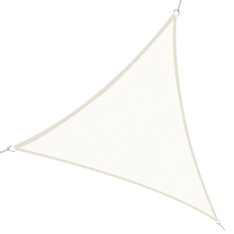 Outsunny Toldo de Vela 4x4x4 m Vela de Sombra Triangular Tela de Poliéster Anti-UV para Jardín Playa Camping Sombra Exterior Crema