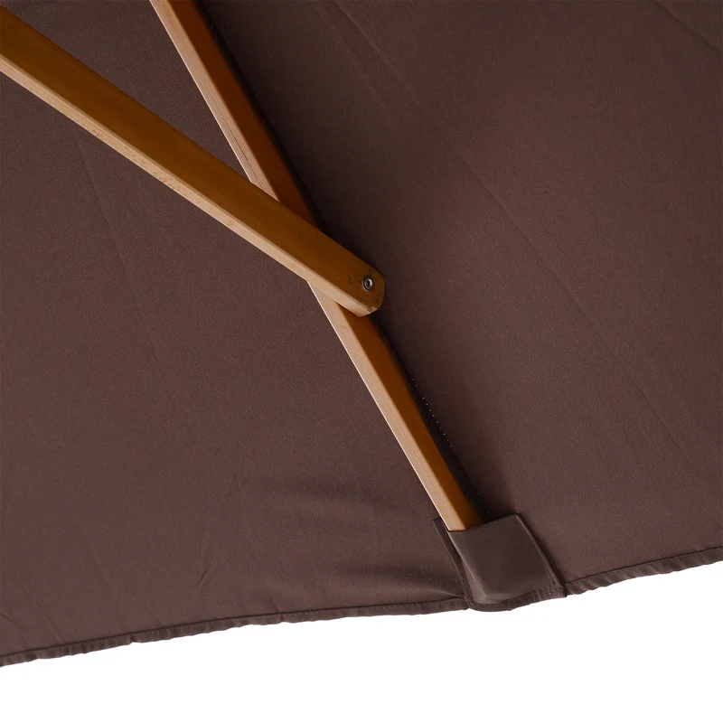 Outsunny Sombrilla Terraza Exterior 295x200 cm con Mástil de Madera Varillas de Bambú y Polea Parasol de Jardín Rectangular Impermeable para Patio o Terraza Estilo Clásico Café