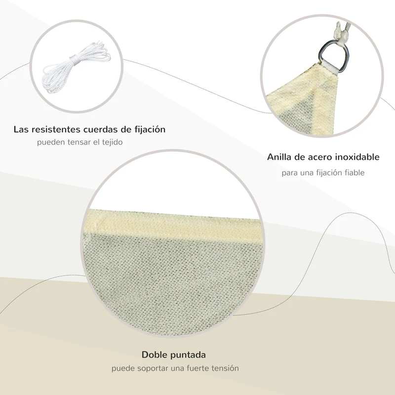 Outsunny - Toldo vela Rectangular (varios tamaños y colores), tamaño 3x4m, color crema