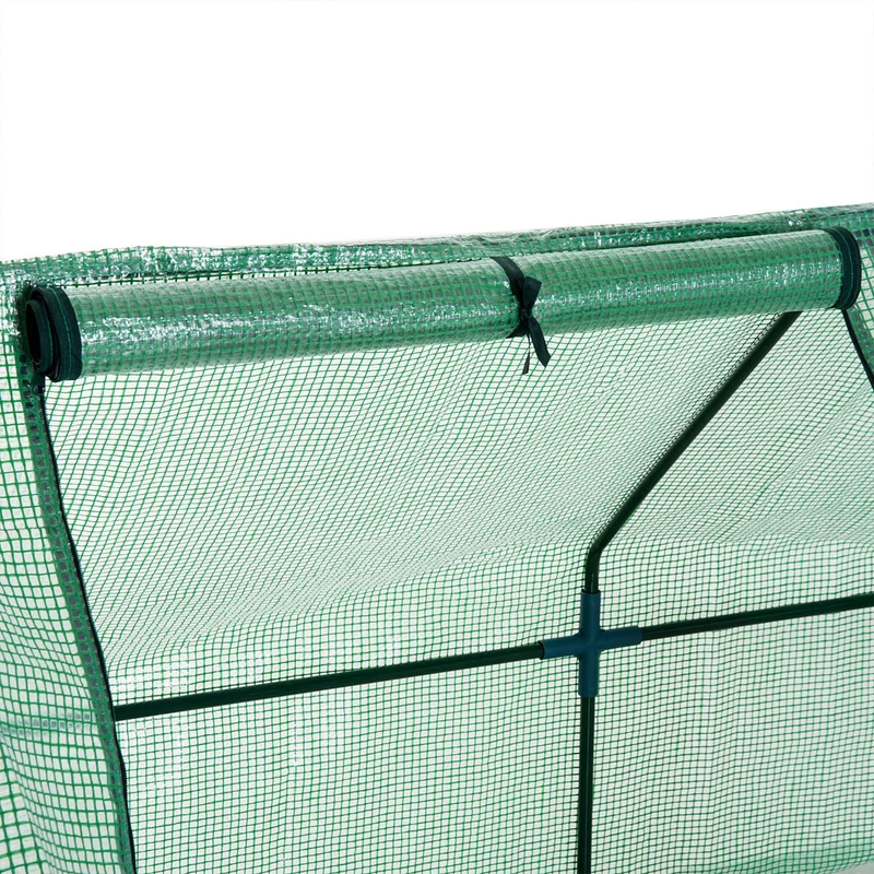 Outsunny Invernadero de Exterior Invernadero de Jardín 270x90x90 cm Tipo Caseta con 3 Ventanas Marco de Acero y Cubierta de PE 140g/㎡ para Cultivo Plantas Flores Tomates Verde