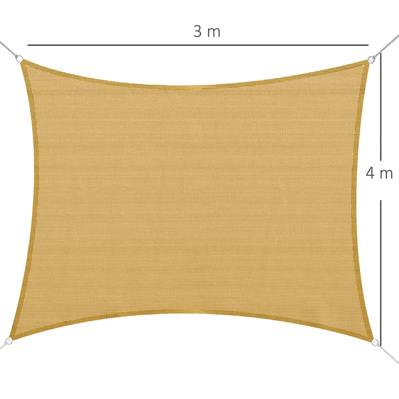 Outsunny - Toldo vela Rectangular (varios tamaños y colores), tamaño 3x4m, color arena