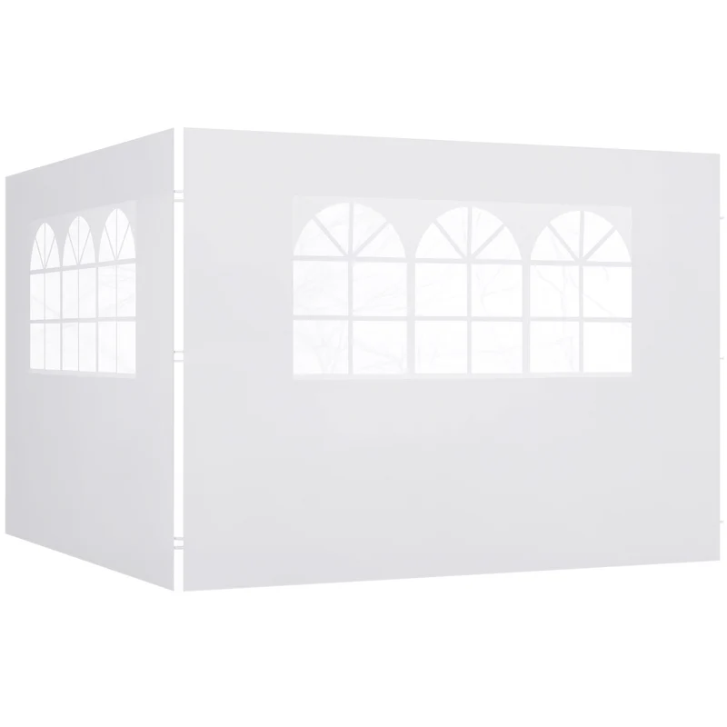 Outsunny 2 Paredes Laterales para Carpas de 3 x 3 m, 300x200 cm, Paredes Laterales de Repuesto para Cenador de Tela Oxford con Ventana, para Jardín, Exteriores, Fiestas, Blanco