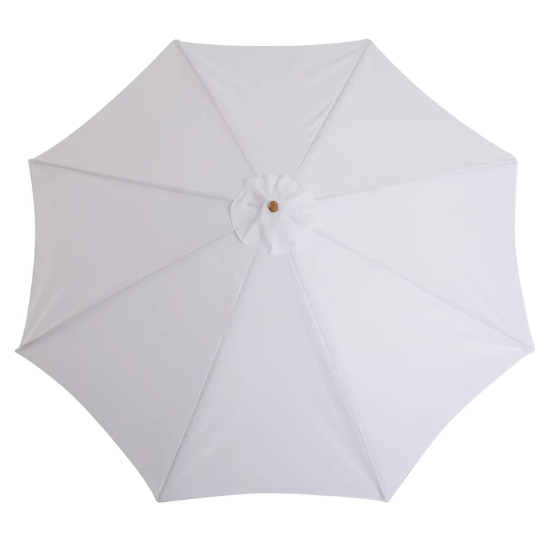 Outsunny Sombrilla Terraza Exterior Ø300 cm Sombrilla de Jardín con Sistema de Polea Techo Ventilado y Poste Desmontable de Madera Parasol para Patio Terraza Blanco