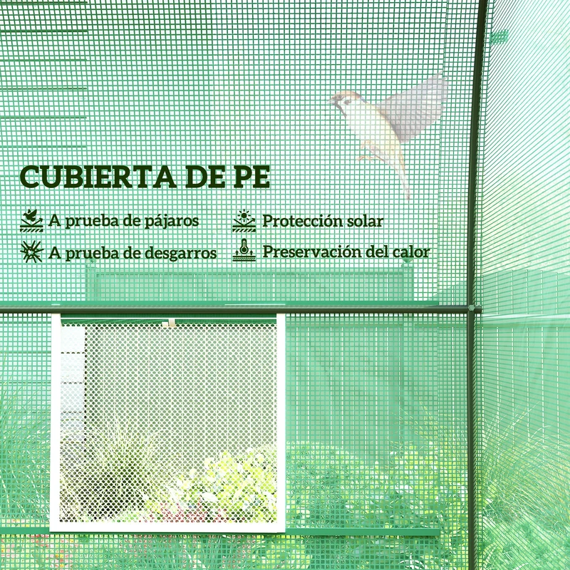 Outsunny Invernadero de Exterior 2,5x2x2 m Invernadero de Túnel con Cubierta de PE 140 g/m² para Cultivo Plantas Verduras Frutas en Jardín Terraza Verde