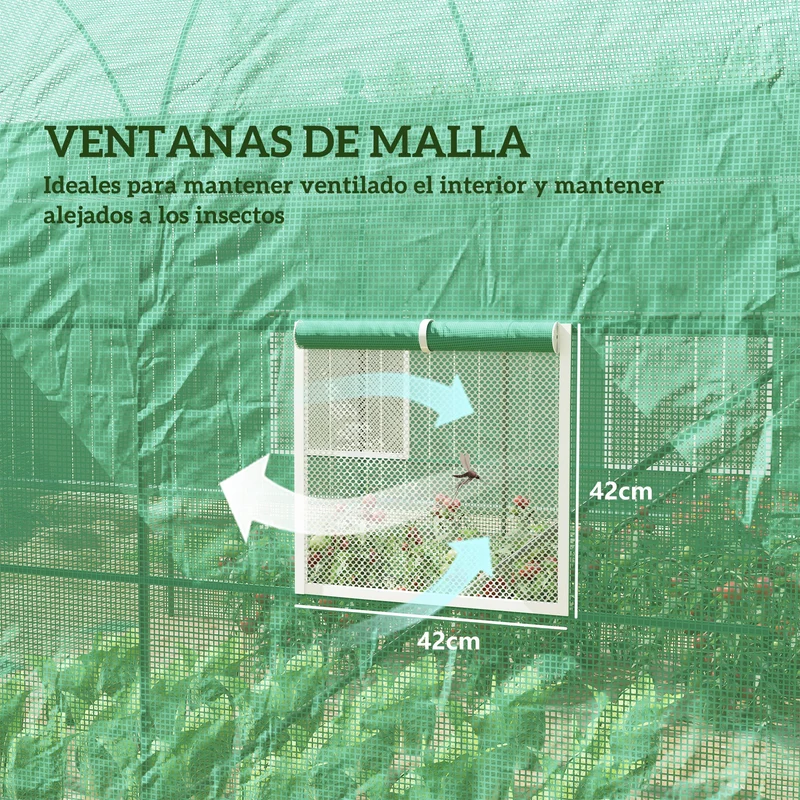 Outsunny Invernadero de Exterior 2,5x2x2 m Invernadero de Túnel con Cubierta de PE 140 g/m² para Cultivo Plantas Verduras Frutas en Jardín Terraza Verde