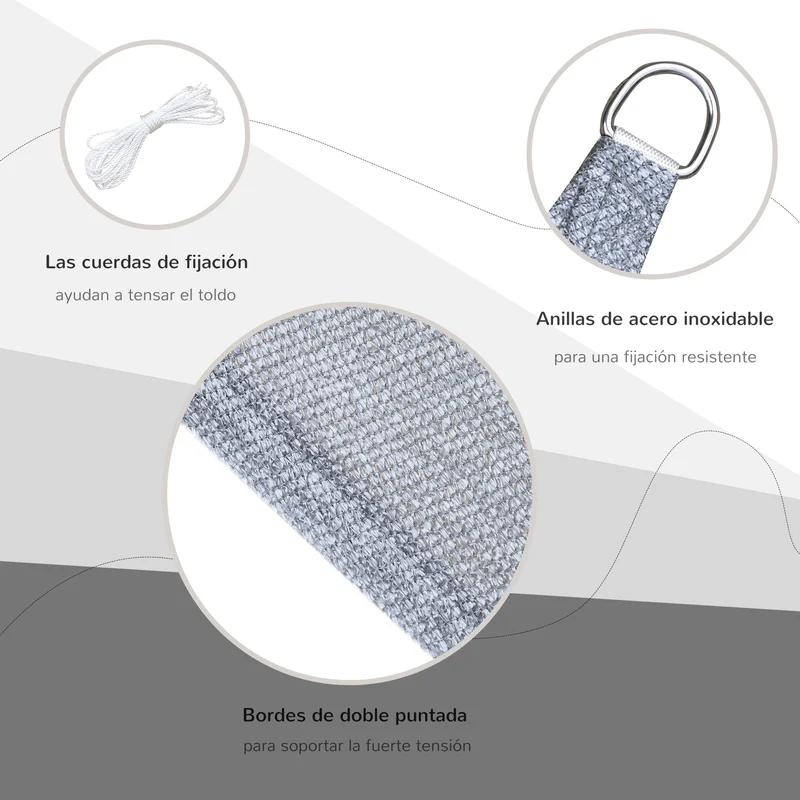 Outsunny - Toldo vela triangulo (varios tamaños y colores), tamaño 3x3x3m, color gris