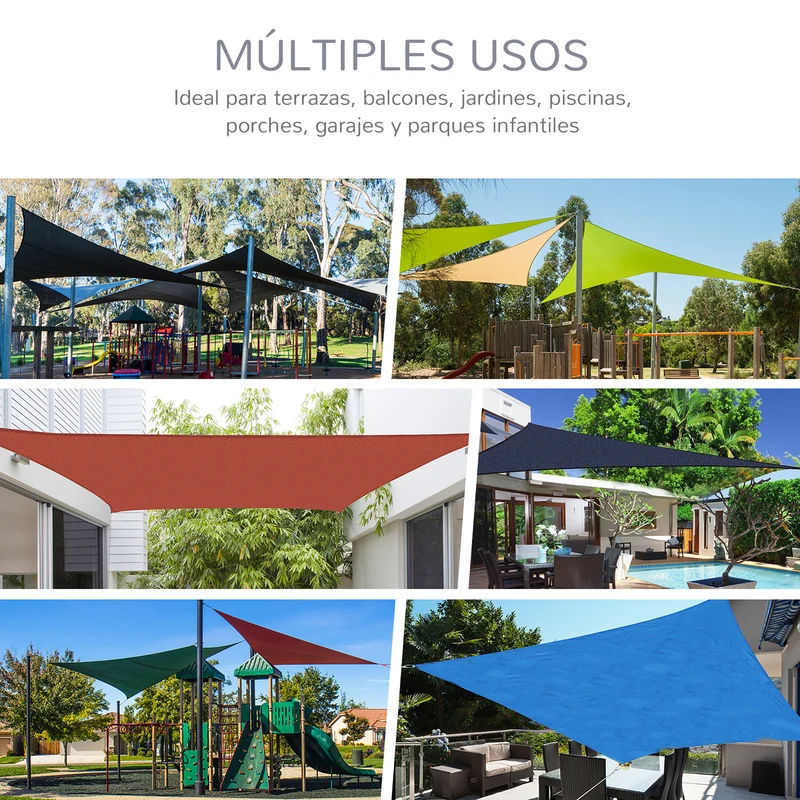 Outsunny - Toldo vela triangulo (varios tamaños y colores), tamaño 3x3x3m, color gris