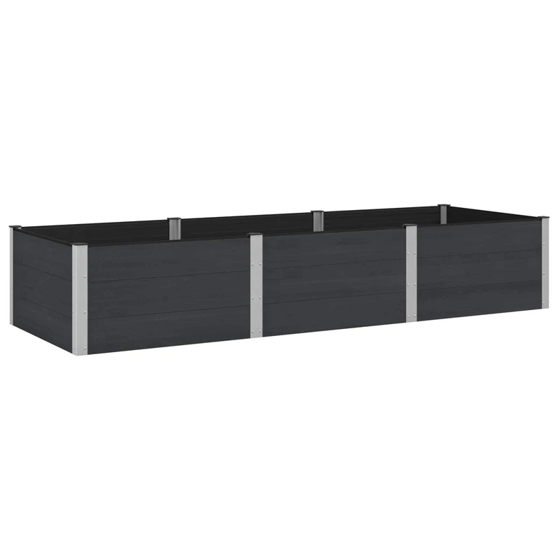 Arriate Elevado Negro 300 X 100 X 54 Cm Wpc Y Aluminio