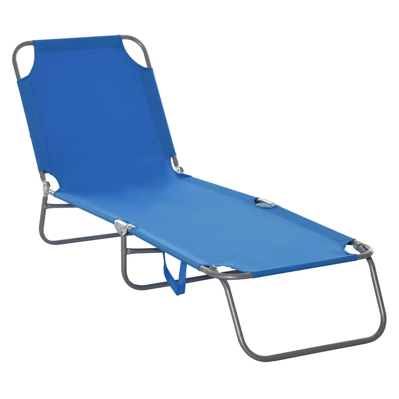 Outsunny Tumbona Plegable Con Respaldo Ajustable En 5 Niveles 187x55x24 Cm Azul
