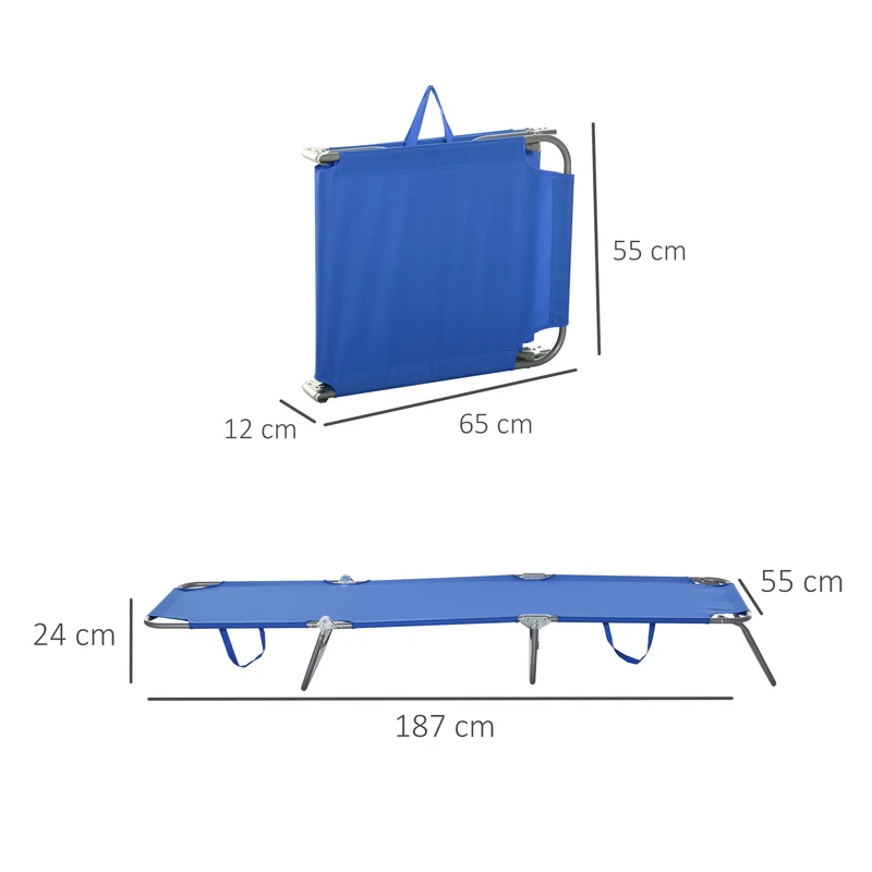 Outsunny Tumbona Plegable Con Respaldo Ajustable En 5 Niveles 187x55x24 Cm Azul