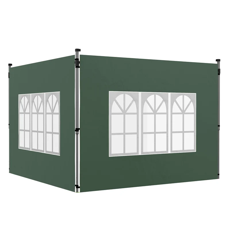 Outsunny Paredes Laterales Para Carpa De 2 Paneles 295x195 Cm Con Ventana Verde