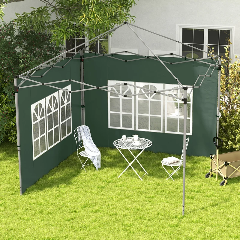 Outsunny Paredes Laterales Para Carpa De 2 Paneles 295x195 Cm Con Ventana Verde
