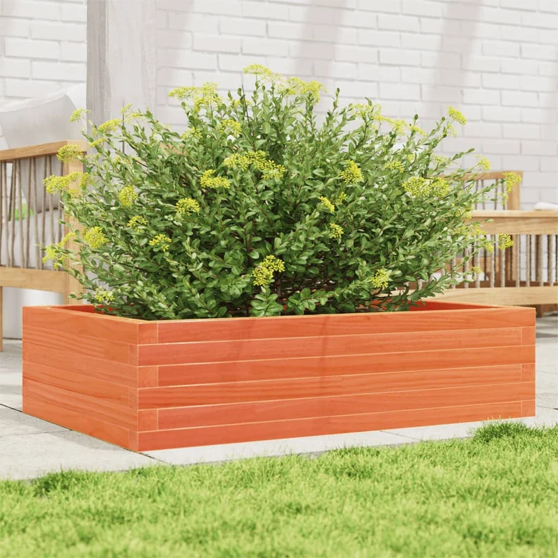 Jardinera Madera Maciza De Pino Marrón Cera 90x60x23 Cm