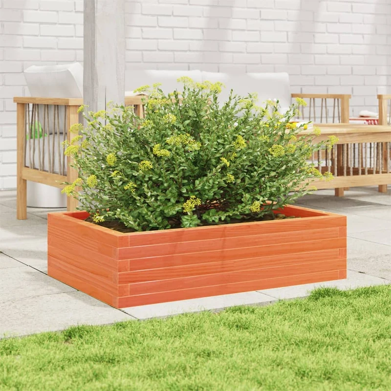 Jardinera Madera Maciza De Pino Marrón Cera 90x60x23 Cm
