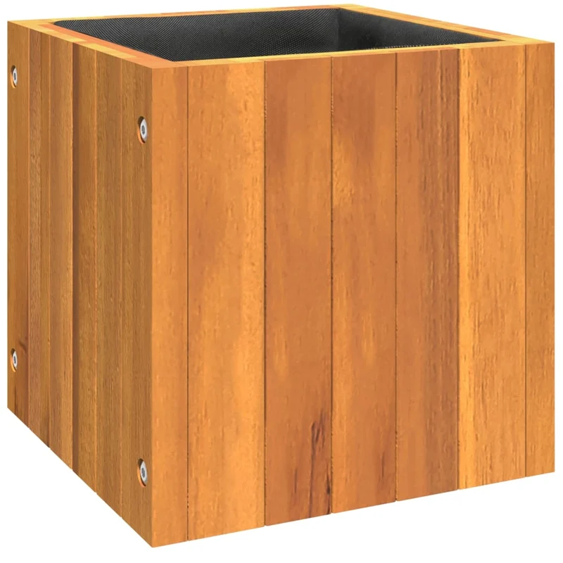 Jardinera De Madera Maciza De Acacia 25x25x25 Cm