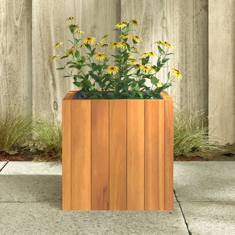Jardinera De Madera Maciza De Acacia 25x25x25 Cm