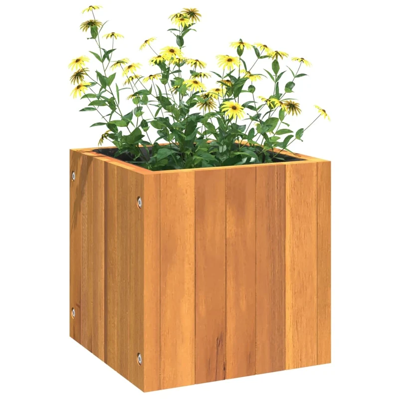 Jardinera De Madera Maciza De Acacia 25x25x25 Cm
