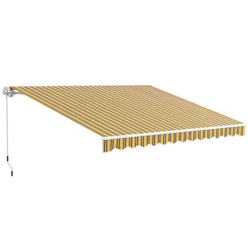 Outsunny Toldo Manual Retráctil 350x250 Cm Con Manivela De Metal Gris Y Amarillo