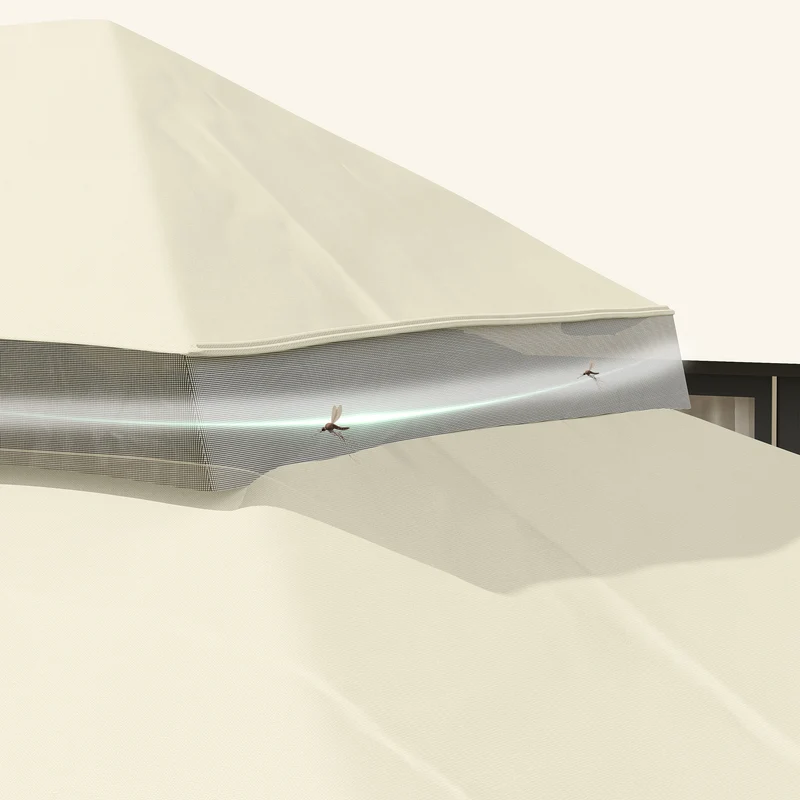 Outsunny Techo De Repuesto Para Cenador 4x3 M Con Techo Doble Crema
