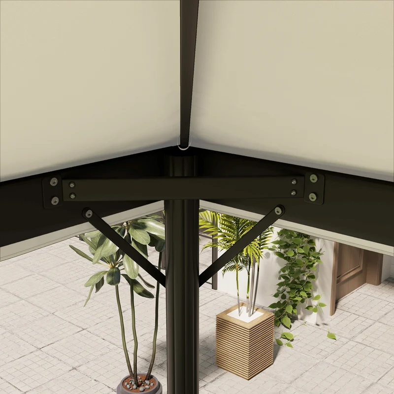 Outsunny Techo De Repuesto Para Cenador 4x3 M Con Techo Doble Crema