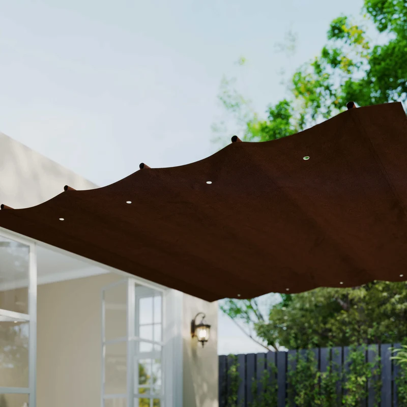 Outsunny Techo De Pérgola Retráctil 3x2,5 M Para Marco De Pérgola De 3x2 M Café