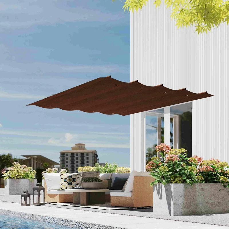 Outsunny Techo De Pérgola Retráctil 3x2,5 M Para Marco De Pérgola De 3x2 M Café