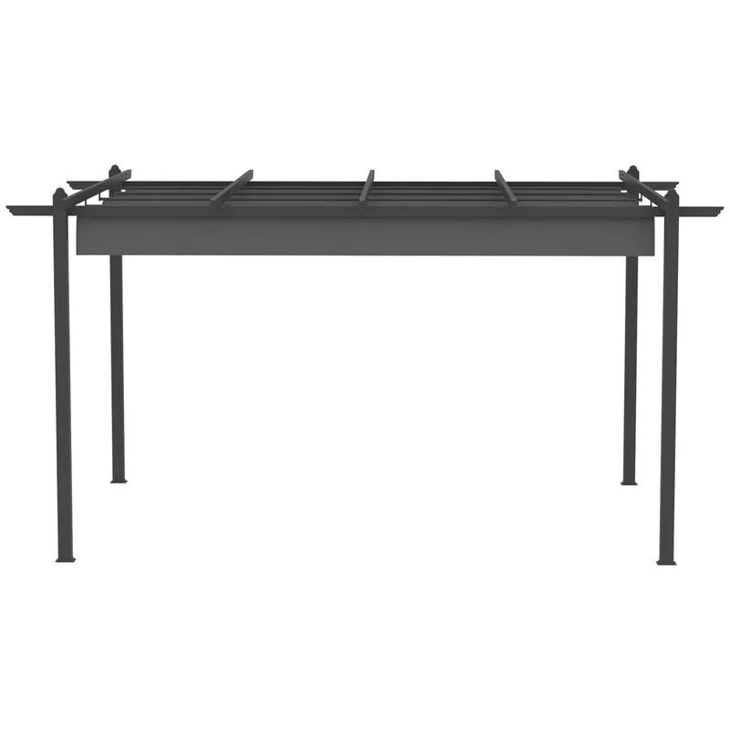 Outsunny Pérgola De Jardín 4x3 M Con Techo Retráctil Y Marco De Aluminio Gris
