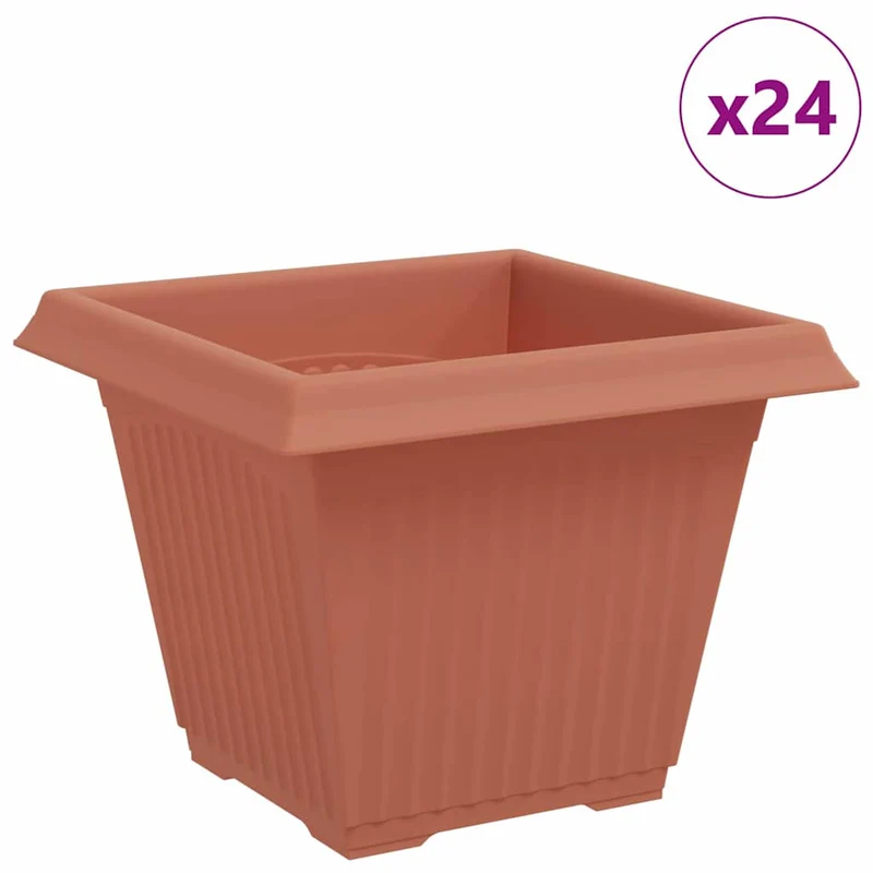 Maceta Cuadrada Para Flores 24 Uds. Rojo Ladrillo Plástico