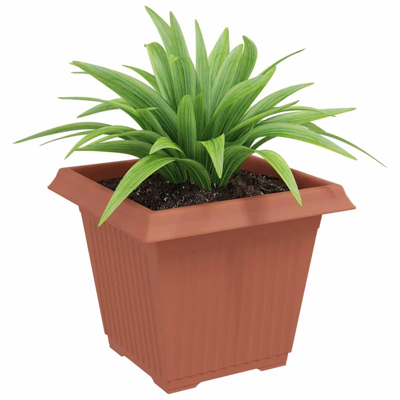 Maceta Cuadrada Para Flores 24 Uds. Rojo Ladrillo Plástico
