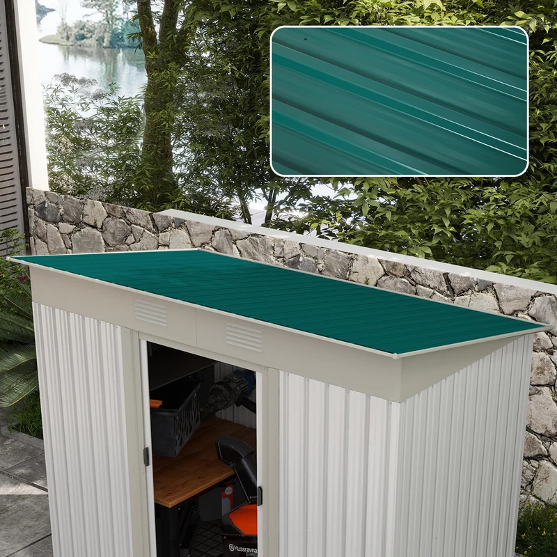 Outsunny Juego De 12 Paneles Para Tejado De Acero Galvanizado 129x45cm Verde