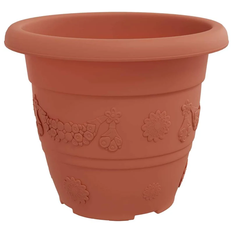 Maceta Redonda Para Flores 24 Uds. Rojo Ladrillo Ø 22 X 18 Cm