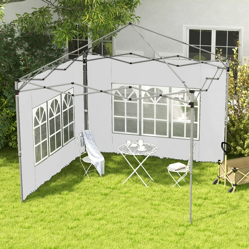 Outsunny Paredes Laterales Para Carpa De 2 Paneles 295x195 Cm Con Ventana Blanco