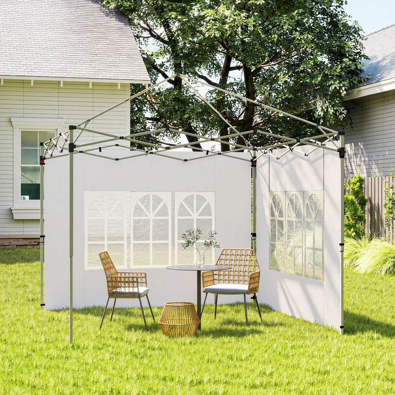 Outsunny Paredes Laterales Para Carpa De 2 Paneles 295x195 Cm Con Ventana Blanco