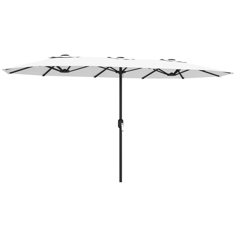 Outsunny Sombrilla Doble 4,6x2,6 M Con Protección Uv50+ Y Manivela Blanco