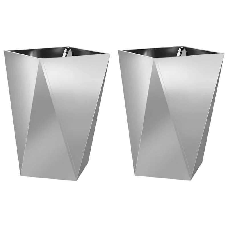 Jardinera 2 Uds. Plateado 50 X 50 X 75 Cm Acero Galvanizado