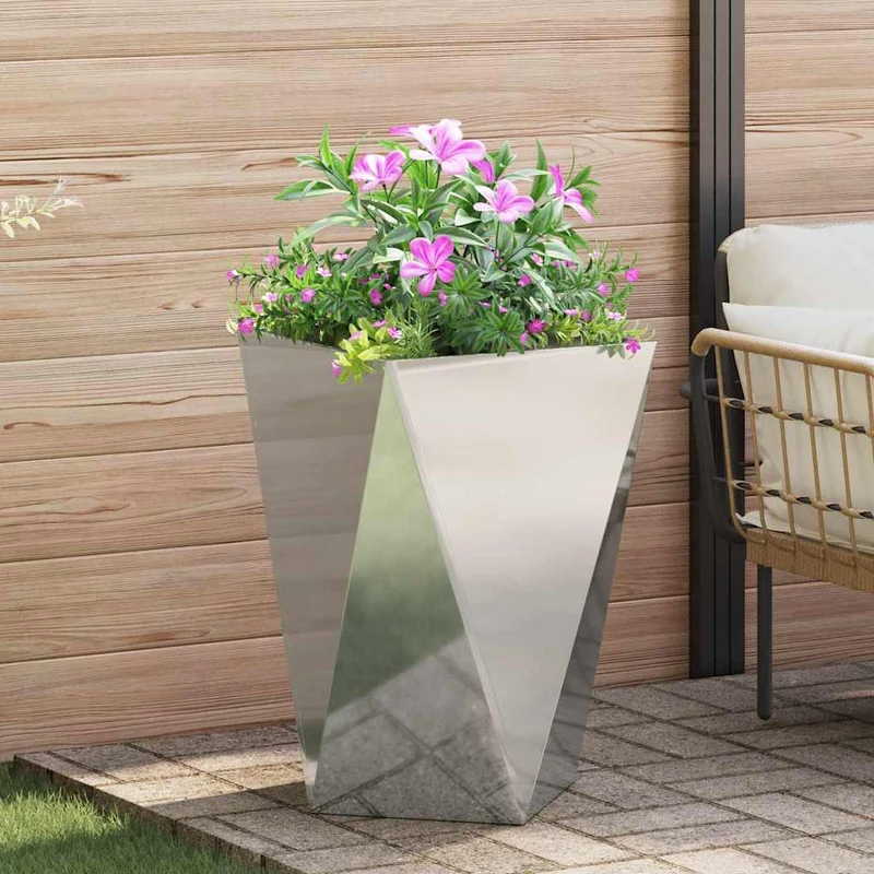 Jardinera 2 Uds. Plateado 50 X 50 X 75 Cm Acero Galvanizado