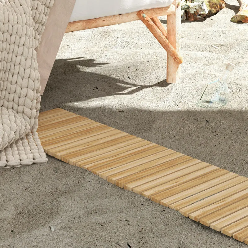 Outsunny Camino De Jardín De Madera 120x38 Cm Pasarela Enrollable Para Exterior