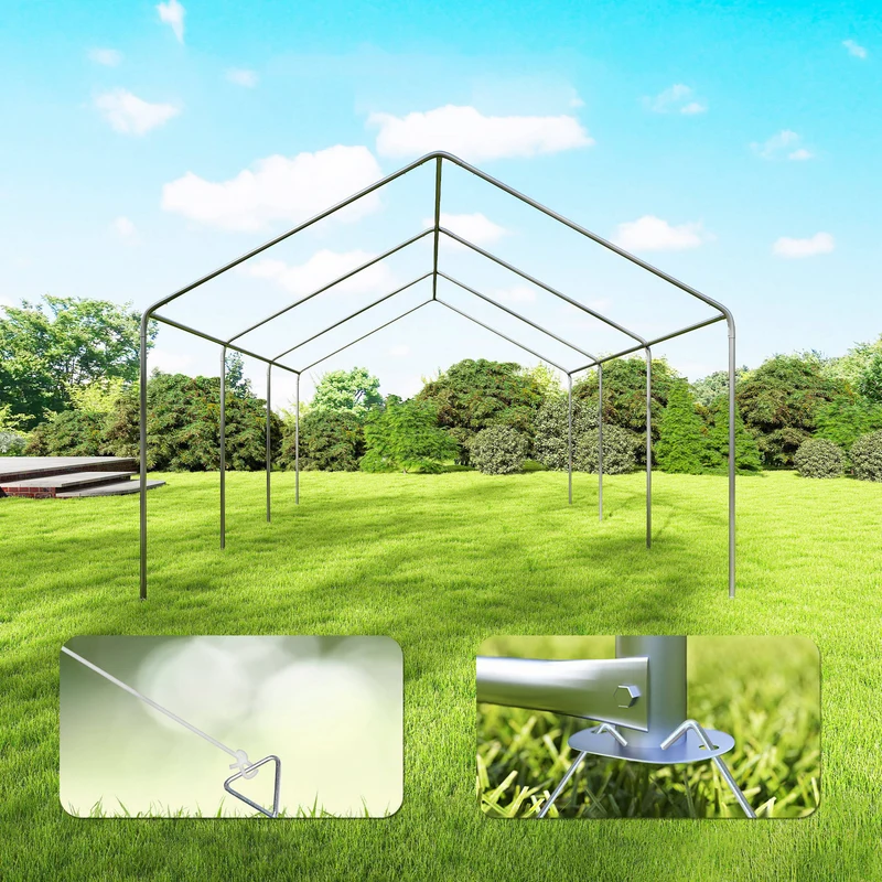 Outsunny Carpa Para Fiesta 4x6 M Con Paredes Extraíbles Puertas Ventanas Gris