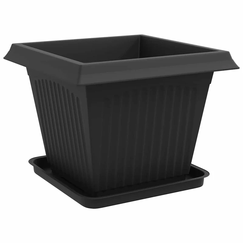 Macetas 6 Uds. Negro Plástico